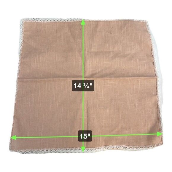 Set of 3 Mauve Pink Delicate Lace Edge Square Cloth Napkins 15” Tea Party Formal - Picture 3 of 4